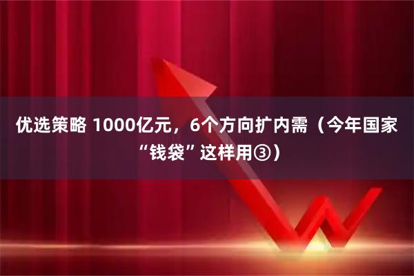 优选策略 1000亿元，6个方向扩内需（今年国家“钱袋”这样用③）